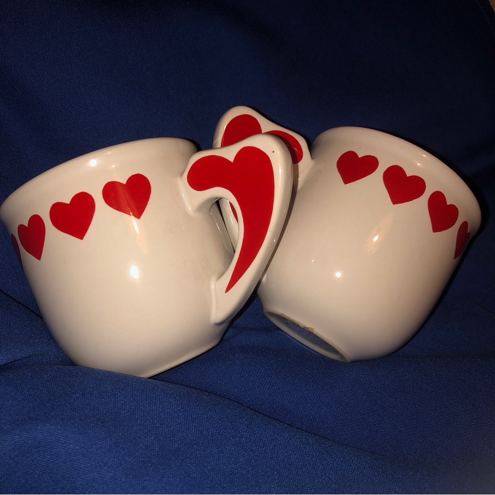 Westwood‎ White Coffee Cup Mug set Red Hearts Valentines 8oz